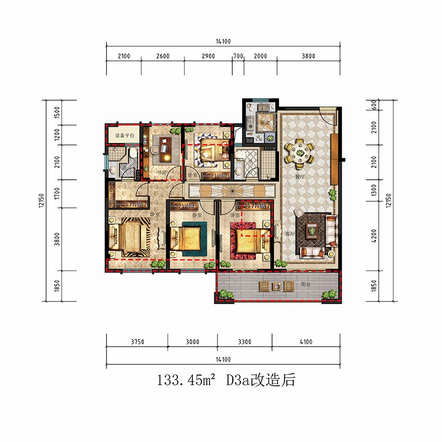 D3a戶型 建筑面積：133㎡