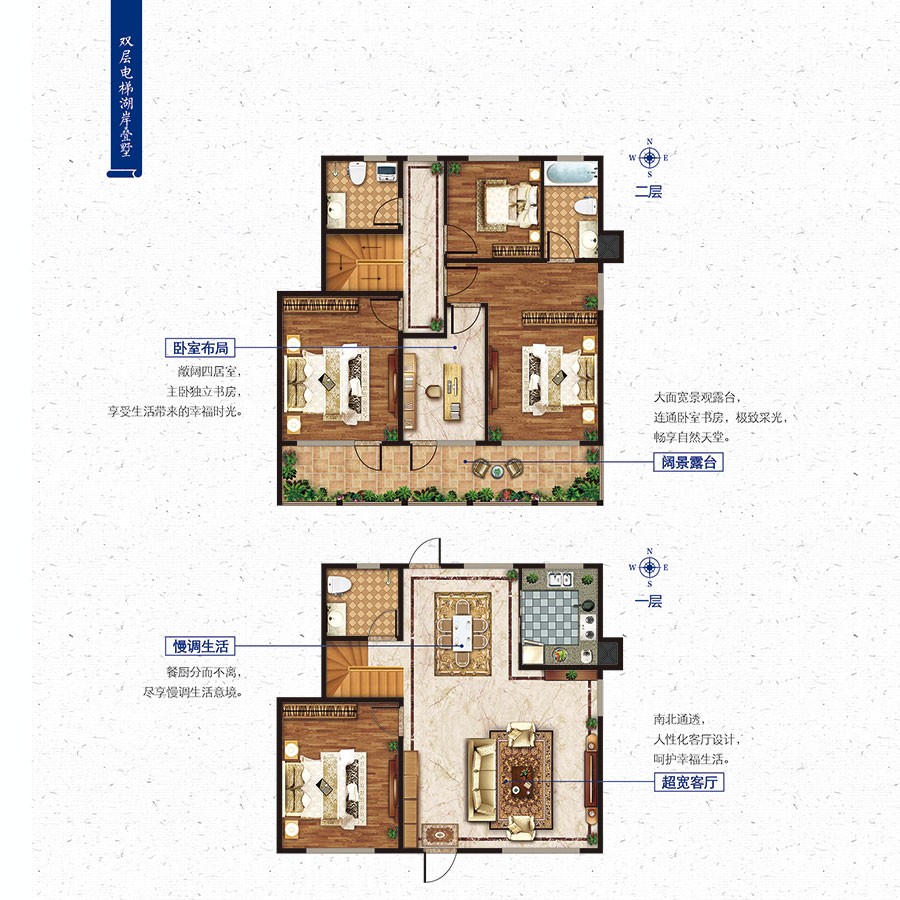 疊拼J戶型 建筑面積：約194㎡ 五室兩廳三衛(wèi)