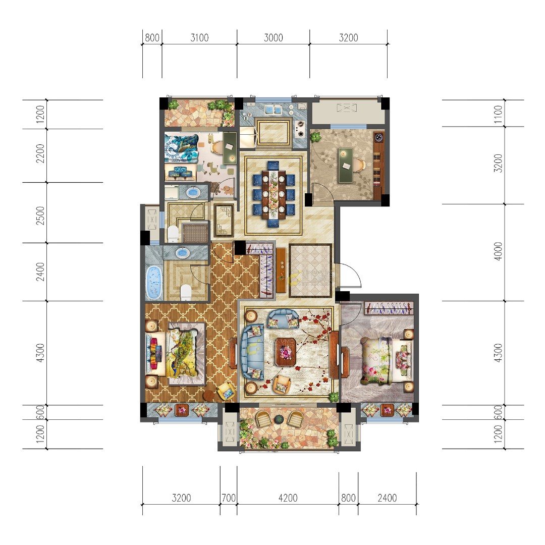 洋房C戶(hù)型 建筑面積：137㎡