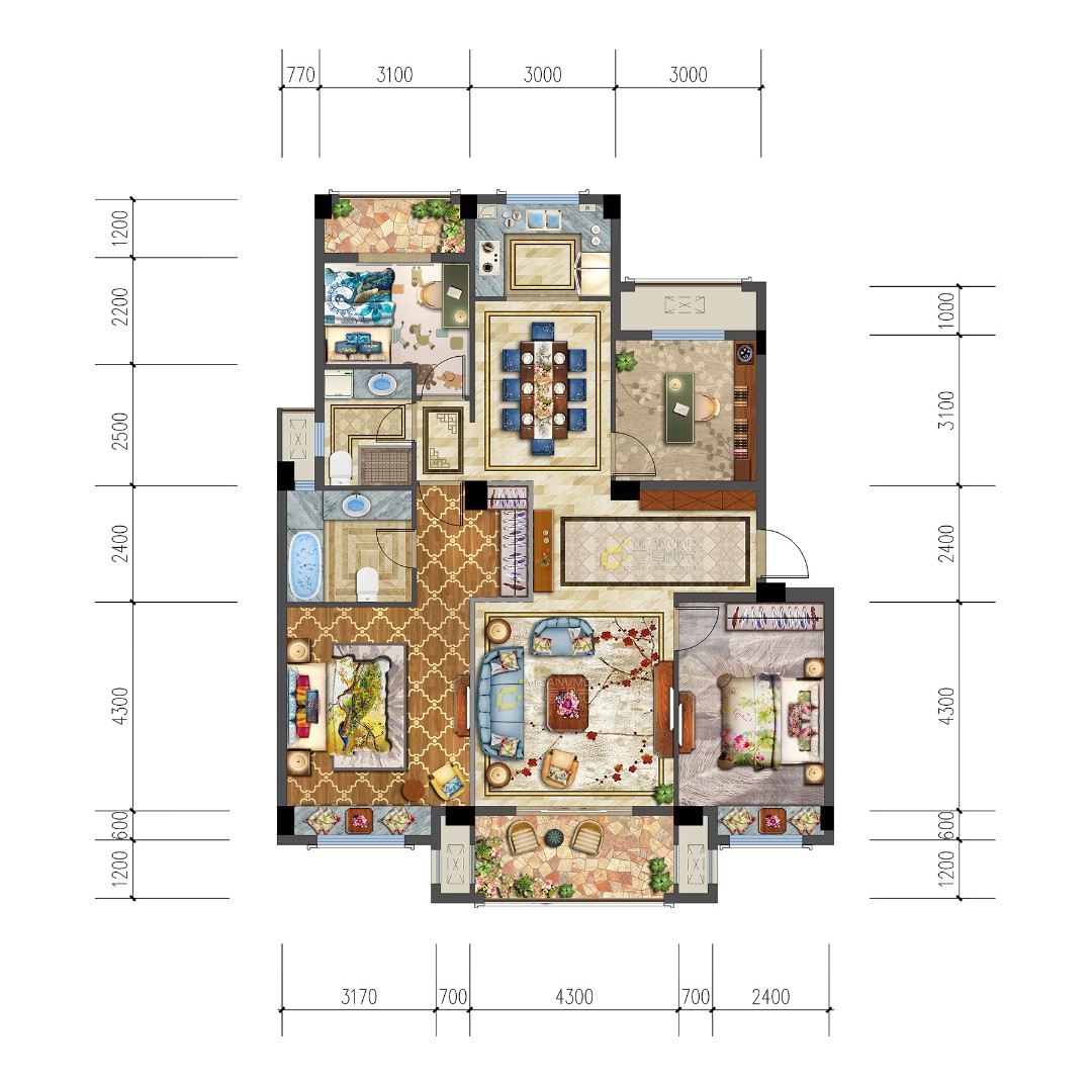 洋房B戶(hù)型 建筑面積：135㎡