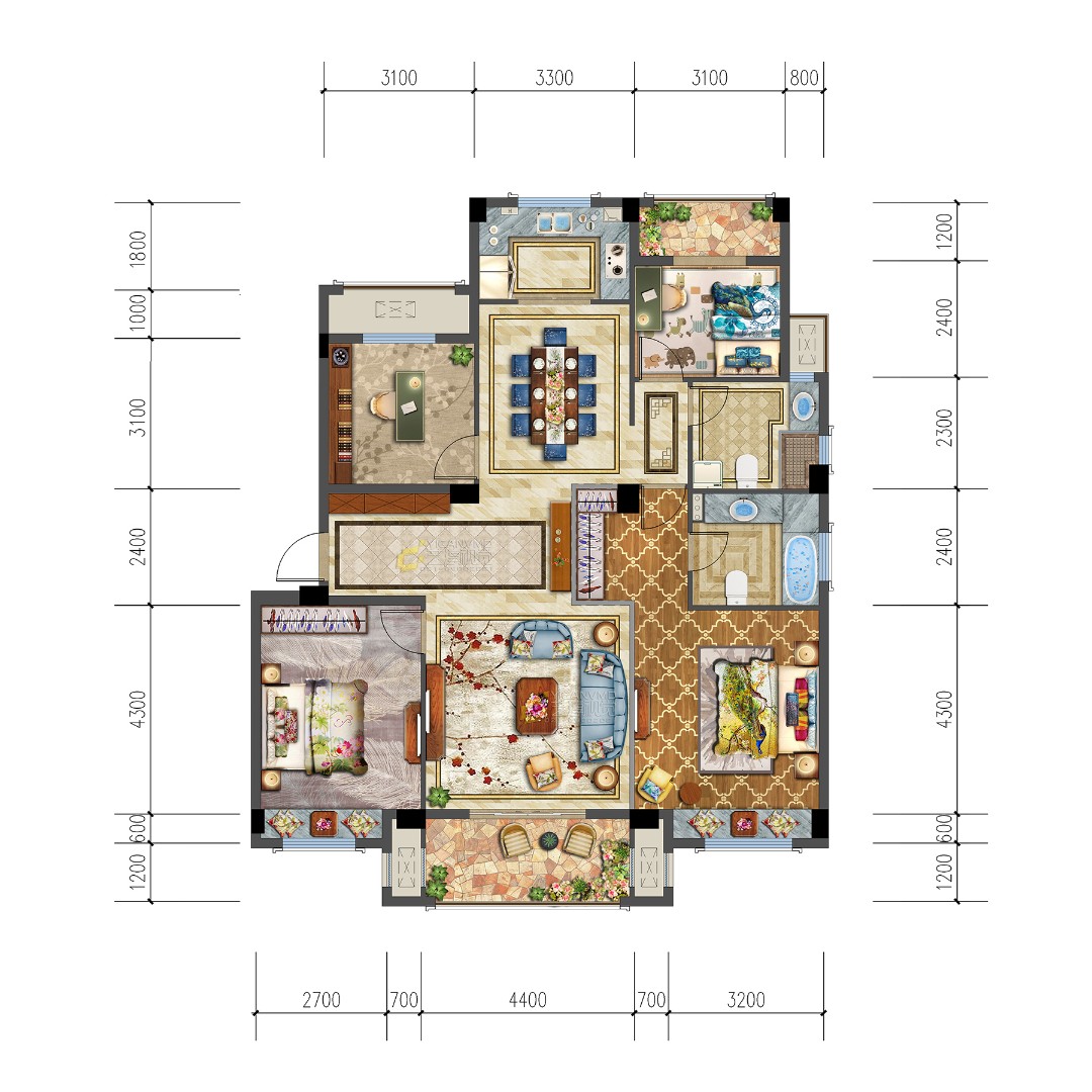 洋房A戶(hù)型 建筑面積：145㎡